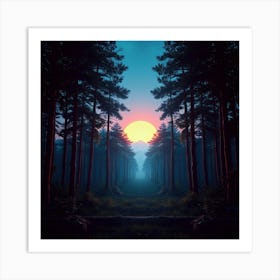 Sunset In The Forest 14 Art Print