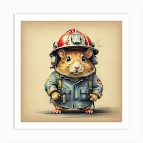 Firefighter Hamster Art Print