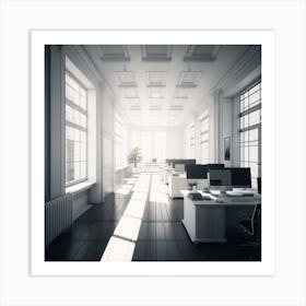 Office Interior 3d Rendering Art Print