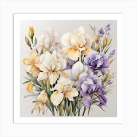 Cute Irises flowers Art Print