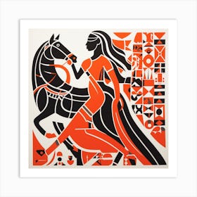 Woman Riding A Horse 2 Art Print