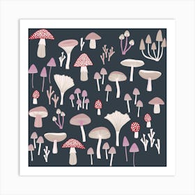 Mushrooms Toadstools And Fungi Dark Art Print