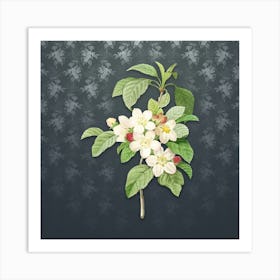 Vintage Apple Blossom Botanical on Slate Gray Pattern Art Print