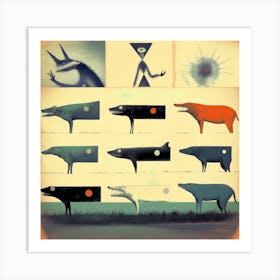 Horisontal Half Dogs III Art Print