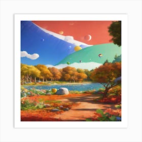 Landscape With Balloons Art Print