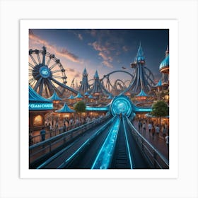 Disneyland At Night Art Print