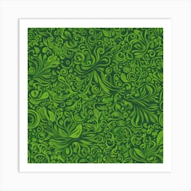 Green Floral Pattern 1 Art Print