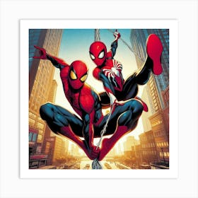 Spider - Man And Spider - Woman Art Print