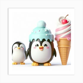 Ice Cream Penguins 6 Art Print