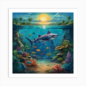 Default Aquarium With Coral Fishsome Shark Fishes View From Th 3 (4) Art Print