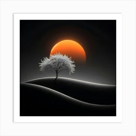 Mystical Tree and Full Moon in Desert 2 Poster