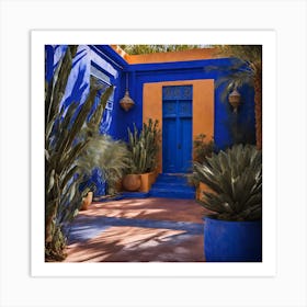 Blue House In Morocco 1 Art Print