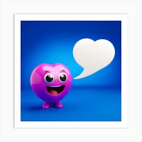 Heart Shaped Eyes Emoji Embraced By A Speech Bubble Conveying Affection And Admiration Set Against Art Print