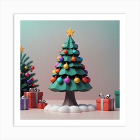 3d Christmas Tree Art Print