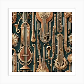 Steampunk Musical Instruments Art Print