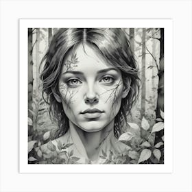 Girl In The Woods 1 Art Print