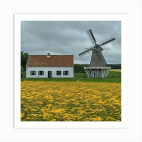 Windmill In The Field 1 Art Print