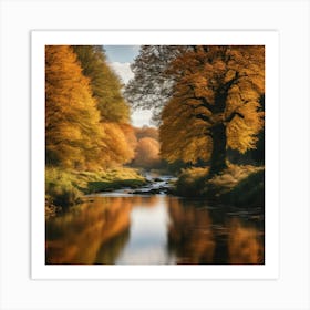 Autumn Trees On A River Art Print