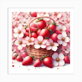 A basket of strawberries 4 Art Print