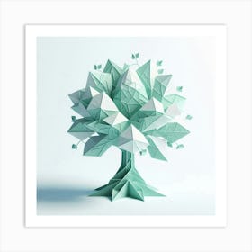 Minimalist origami tree Art Print