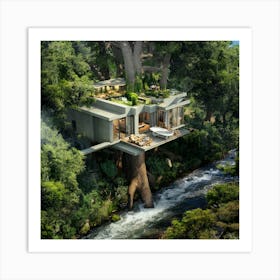 Tree House In The Jungle 2 Art Print