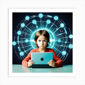 Child Using Ipad Art Print