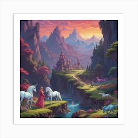 Unicorns In The Forest 10 Art Print