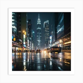 Hong Kong City At Night Paintings Art Print 1 Art Print