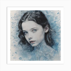 Girl In A Blue Dress Art Print