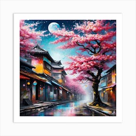 Cherry Blossom Street Art Print