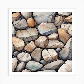 Watercolor Rocks Seamless Pattern Art Print