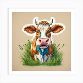 Cow In The Grass 5 Art Print