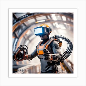 Vr Operator In A Factory Art Print