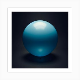 Blue Ball On Black Background Art Print