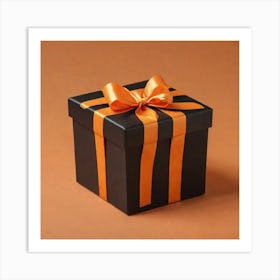 Black Gift Box With Orange Ribbon 2 Art Print