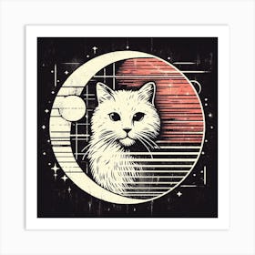 Cat On The Moon Art Print