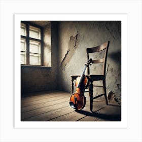 Forgotten Violin Wall Art: An Evocative Scene of Abandonment and Nostalgia for Thoughtful Decor Print Art Art Print