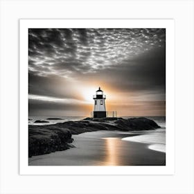 Lighthouse At Sunset 47 Art Print