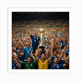 Soccer Team Celebrating With The World Cup Trophy Art Print