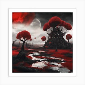 Red Forest Art Print