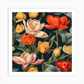 Tulip Seamless Pattern Art Print