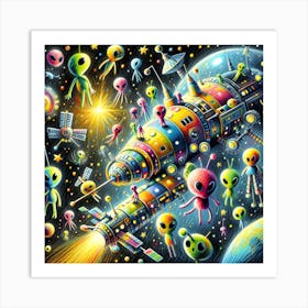 Super Kids Creativity: Aliens having a spacewalk Art Print