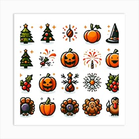 Halloween Icon Set Art Print