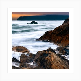 Rocky Shore At Sunset Art Print