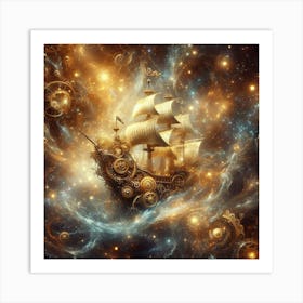 Steamship In Space Art Print