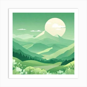 Misty mountains background in green tone 107 Art Print