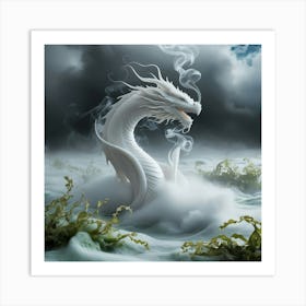 White Dragon In The Water Art Print