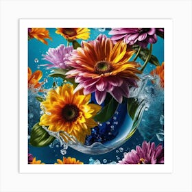 Flowers In The Water 5 Art Print