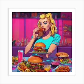 Burger Girl Art Print