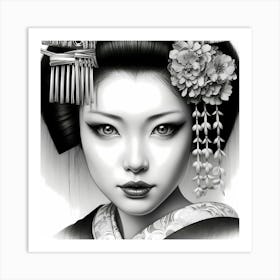 Japan Traditional Geisha Illustration By Ad 47 Art Print